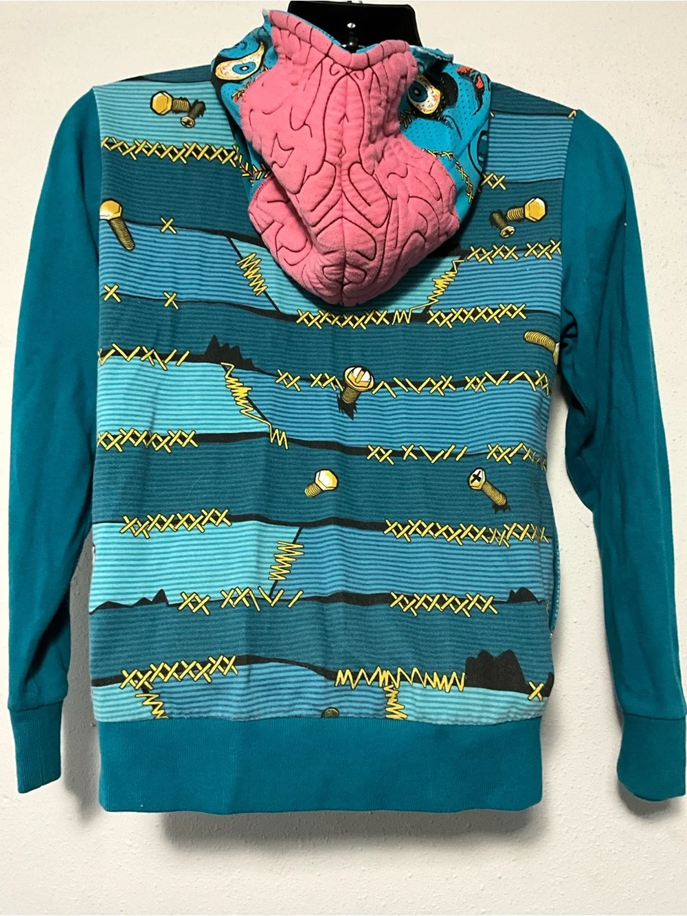 Brothers Frankenstein Full Zip Mask Hoodie 3D Brain 🧟‍♂️ Size XL 14 Fits XS/S